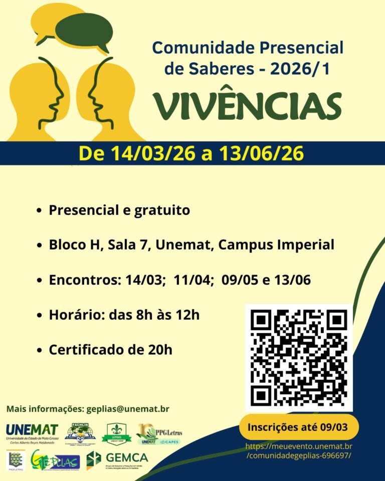 UNEMAT Sinop e FASTECH abrem inscrições para projeto interinstitucional de extensão “Comunidade Presencial de Saberes”